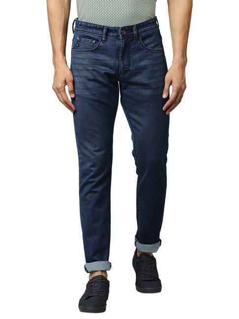 raymond blue slim fit lightly washed jeans