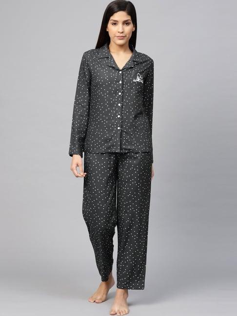 yash gallery grey polka dots shirt pyjama set