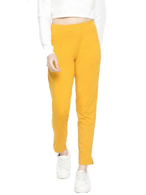 dollar missy mustard regular fit cigarette trousers