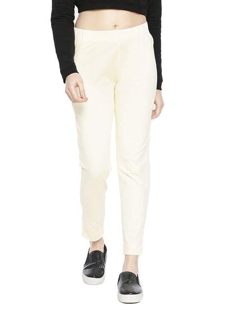 dollar missy cream regular fit cigarette trousers