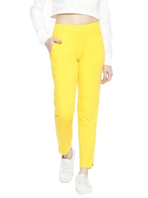 dollar missy yellow regular fit cigarette trousers