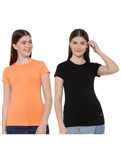 dollar missy peach & black regular fit t-shirt (pack of 2)