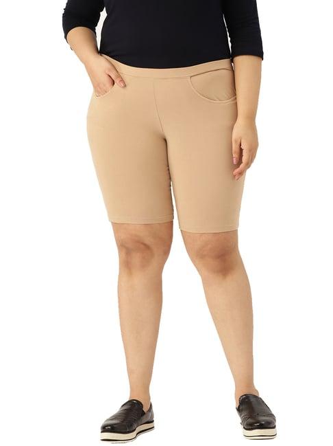 therebelinme beige cotton shorts