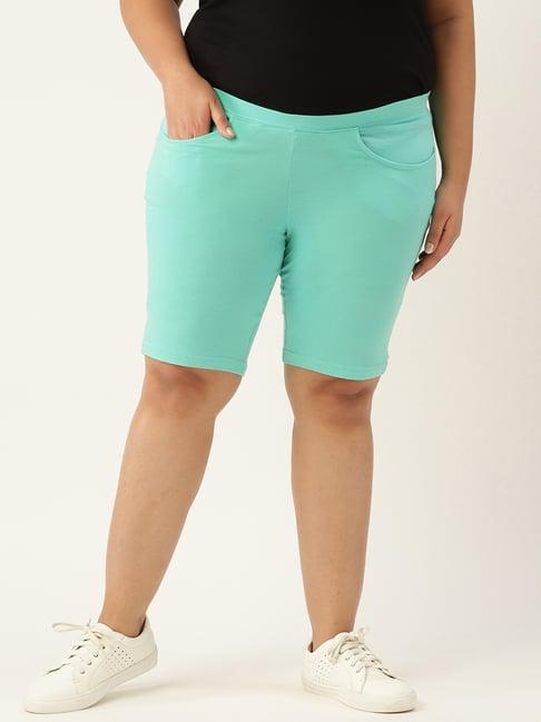 therebelinme sea green cotton shorts