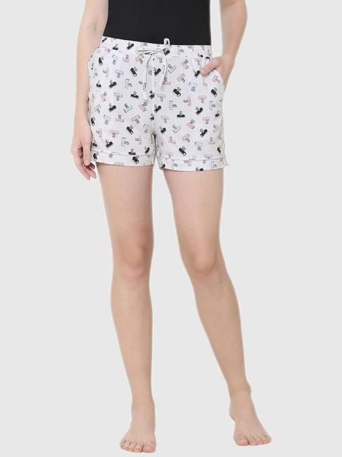 soie grey printed night shorts