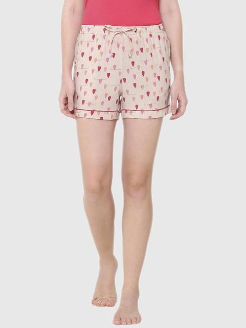 soie peach heart print night shorts