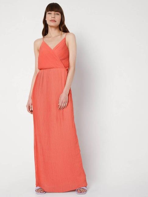 vero moda peach a-line fit dress