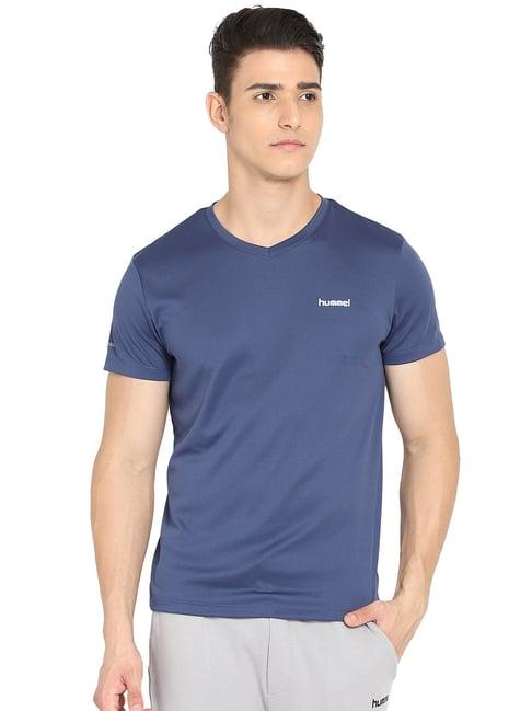 hummel blue v neck t-shirt