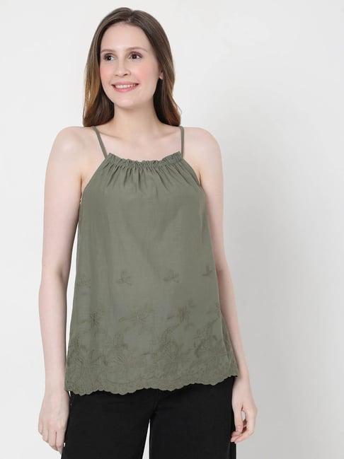 vero moda ivy green embroidered top