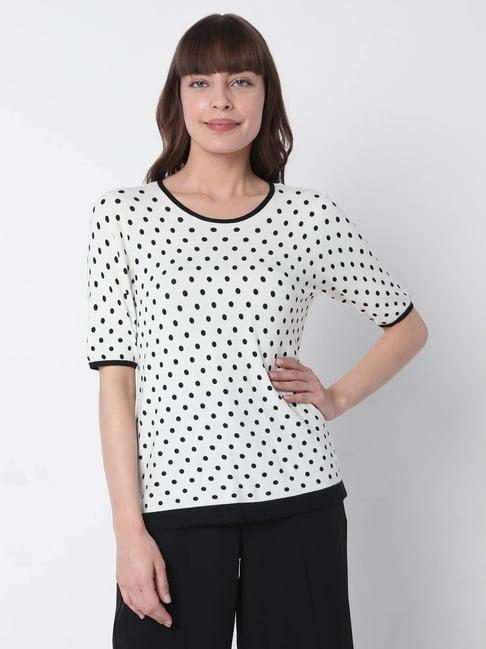 vero moda white polka dot top