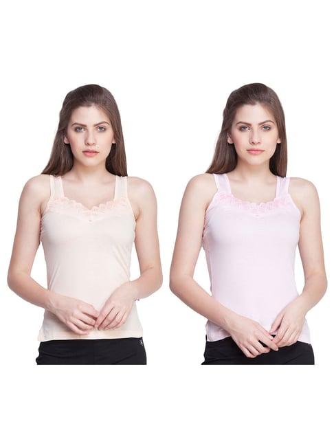 dollar missy light orange & light pink lace camisole (pack of 2)