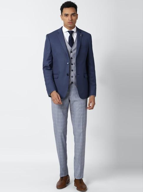 van heusen navy slim fit four piece suits