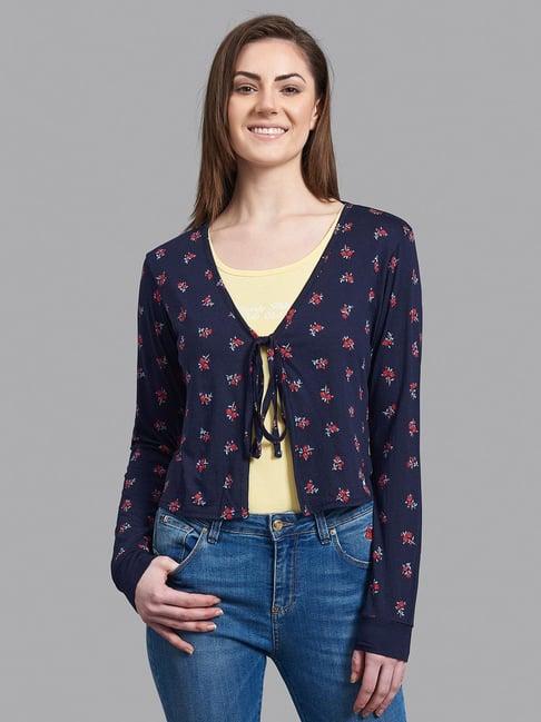 beverly hills polo club navy printed shrug