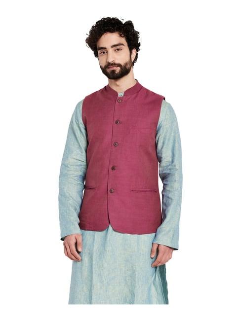 fabindia pink  comfort fit nehru jacket