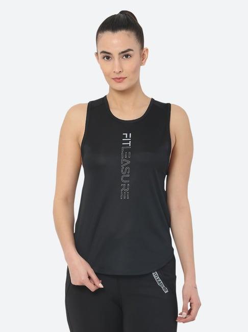 fitleasure black graphic print tank top