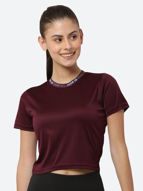 fitleasure maroon regular fit crop top