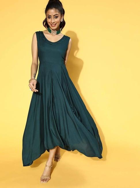 yufta teal blue relaxed fit maxi dress