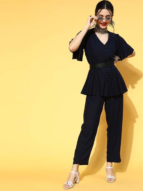 yufta navy short sleeves jumpsuit