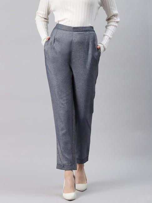 cottinfab rayon greyish blue comfort fit trousers