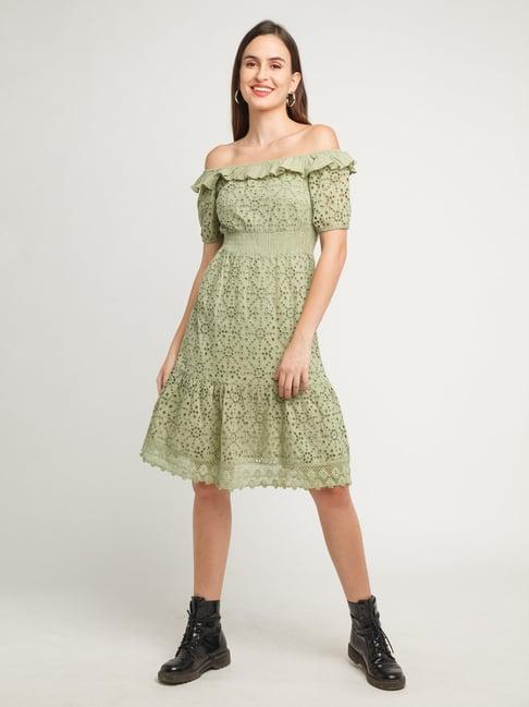 zink london green cut work a-line dress