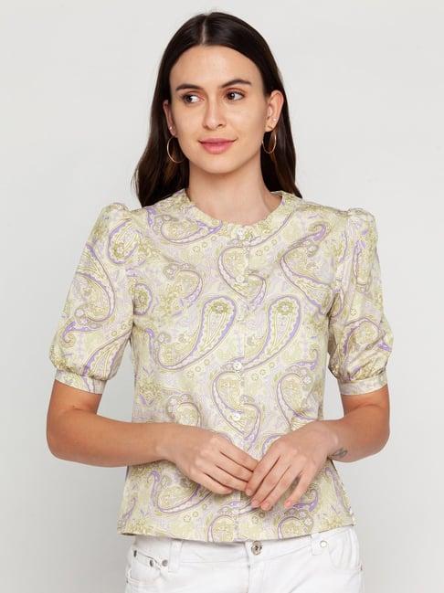 zink london light green printed shirt