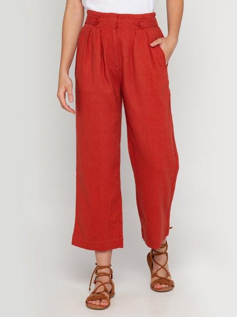 zink london red pleated pants