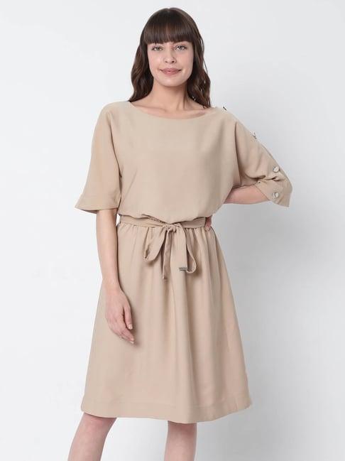 vero moda beige regular fit dress