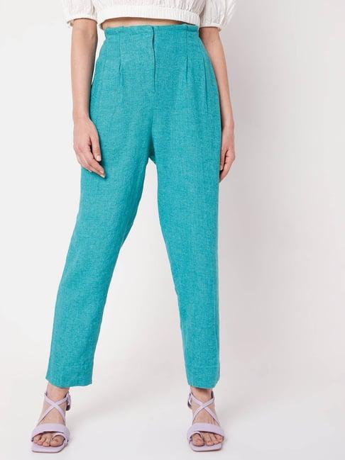 vero moda blue textured pants