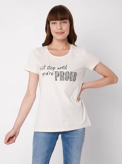 vero moda off white graphic print t-shirt