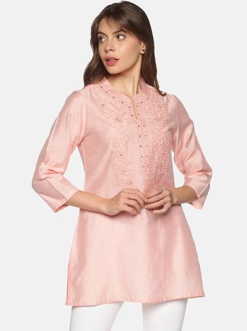 saffron threads pink embroidered tunic