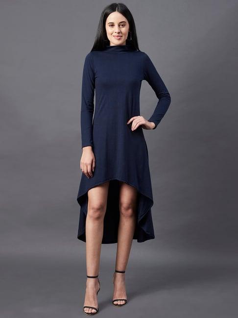 rigo navy high low maxi dress