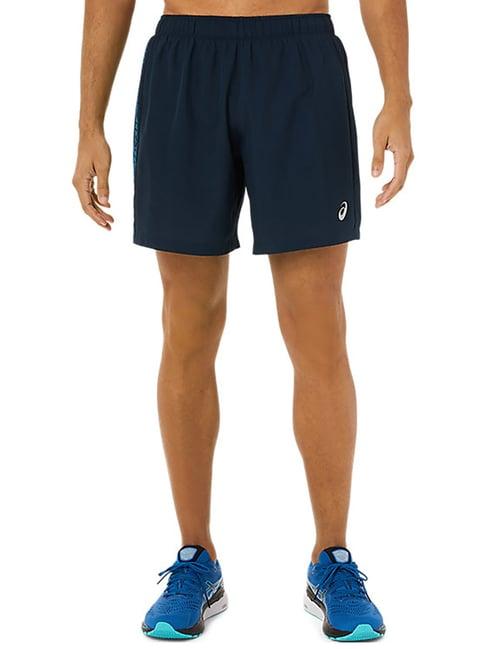 asics dark blue printed icon shorts