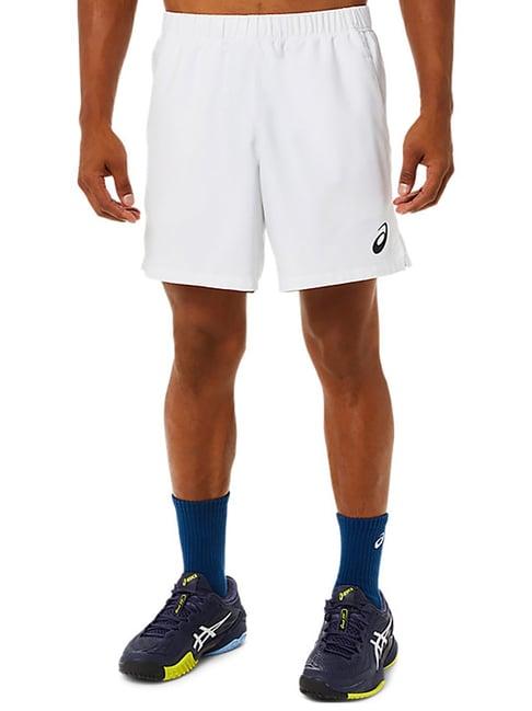 asics white mid rise match shorts