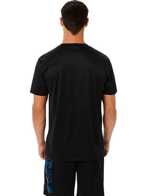 asics black printed round neck t-shirt