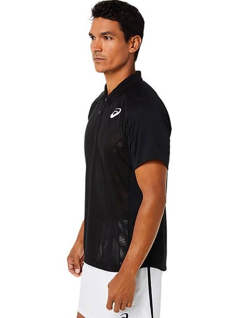 asics black short sleeves actibreeze polo t-shirt