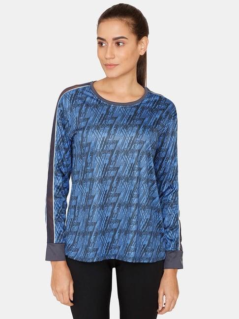 zelocity by zivame cobalt blue printed t-shirt