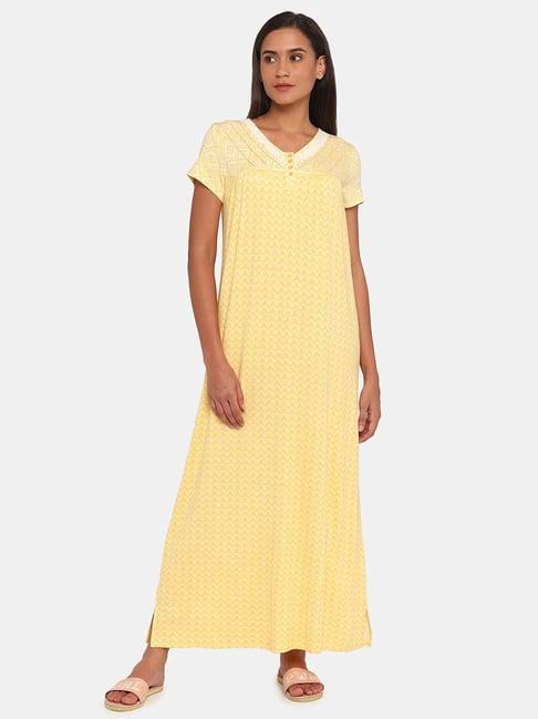 zivame yellow printed nighty