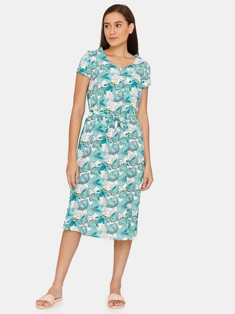 zivame green floral print night dress