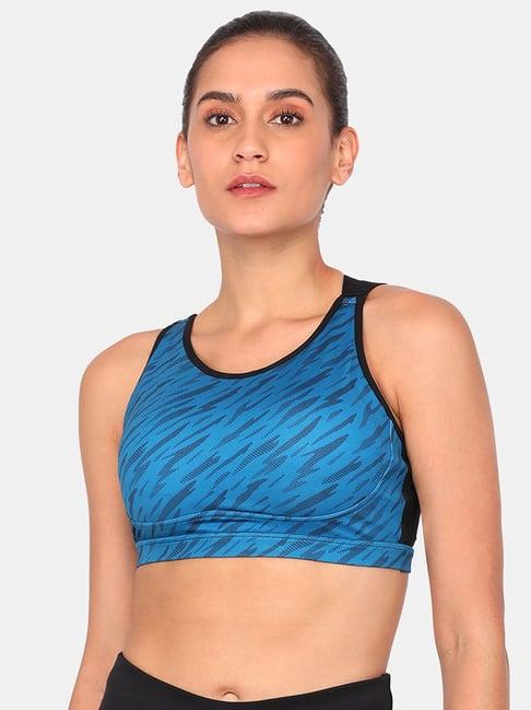 zelocity by zivame blue non wired non padded sports bra