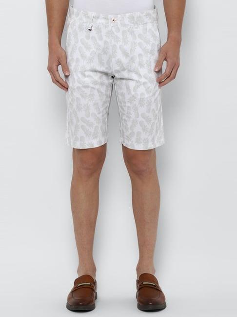 louis philippe white cotton slim fit printed shorts