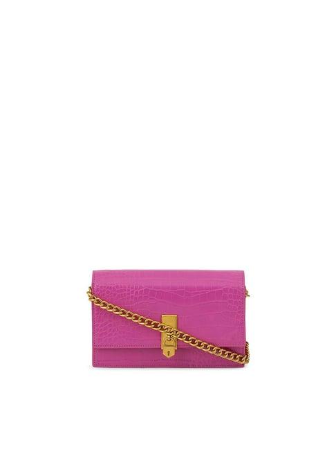 miraggio pink textured small shoulder handbag