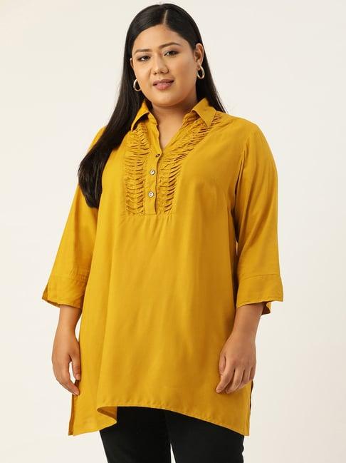 therebelinme mustard a-line tunic