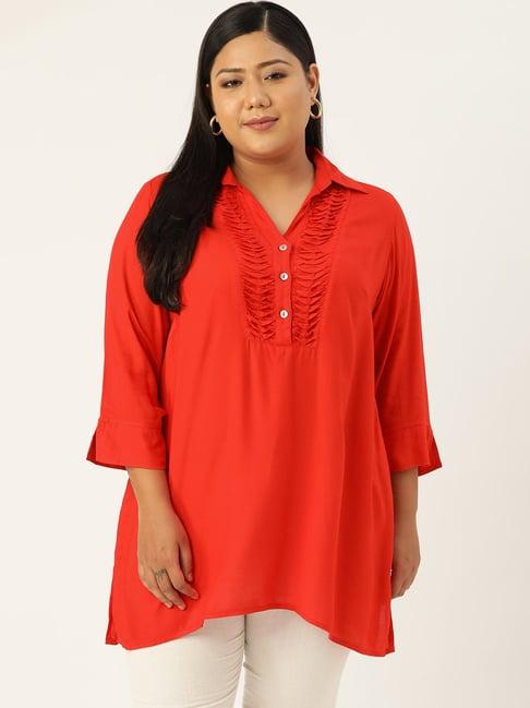 therebelinme red a-line tunic