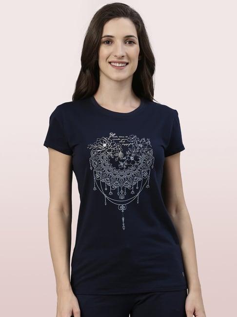 enamor navy printed t-shirt