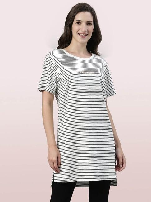 enamor white striped top