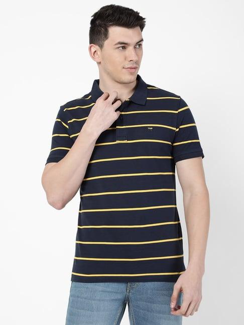 wrangler regular navy & solar power yarn dyed striper t-shirts