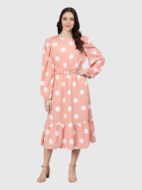 oxolloxo peach polka dot dress