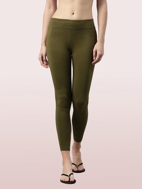 enamor olive slim fit tights