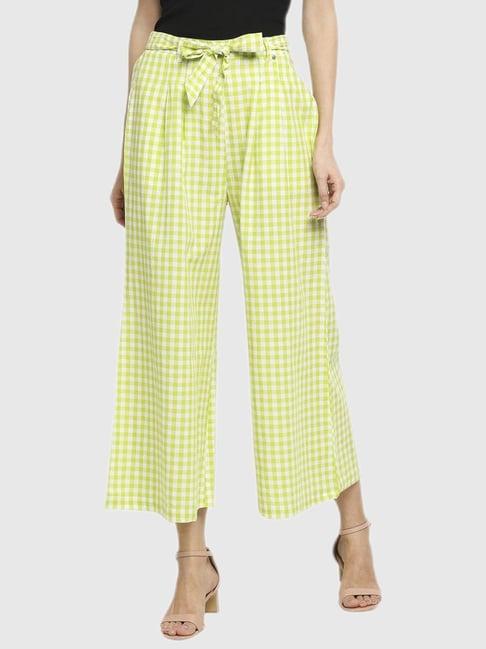 spykar light green checks pants