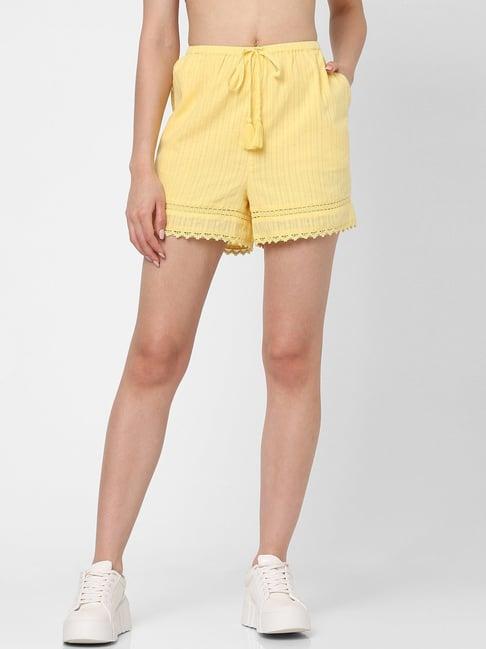 only yellow regular fit shorts